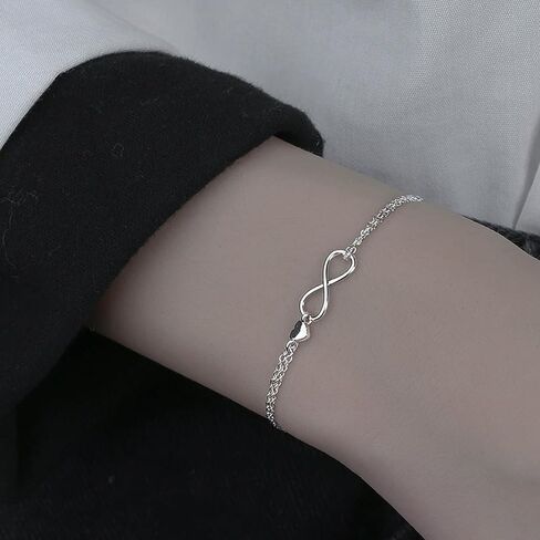 Silver Bracelet for Women, Adjustable Layered Charm Chain Bracelets, Dainty Fashion Jewelry Gifts for Her in Saudi Arabia