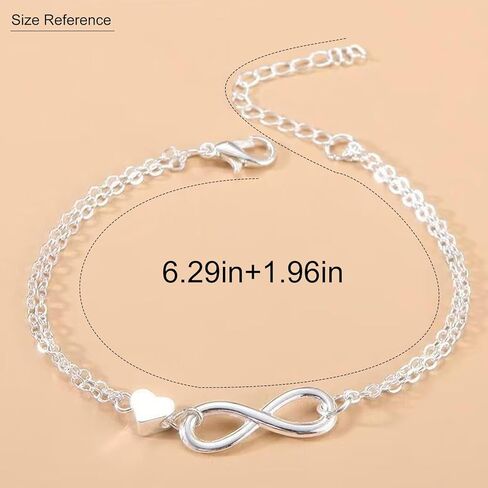 Silver Bracelet for Women, Adjustable Layered Charm Chain Bracelets, Dainty Fashion Jewelry Gifts for Her in Saudi Arabia