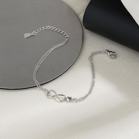 Silver Bracelet for Women, Adjustable Layered Charm Chain Bracelets, Dainty Fashion Jewelry Gifts for Her in Saudi Arabia
