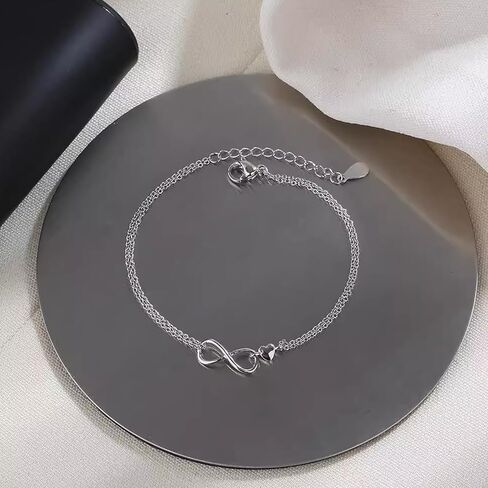 Silver Bracelet for Women, Adjustable Layered Charm Chain Bracelets, Dainty Fashion Jewelry Gifts for Her in Saudi Arabia