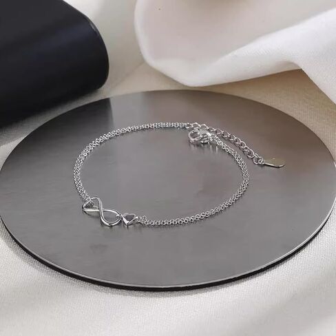 Silver Bracelet for Women, Adjustable Layered Charm Chain Bracelets, Dainty Fashion Jewelry Gifts for Her in Saudi Arabia