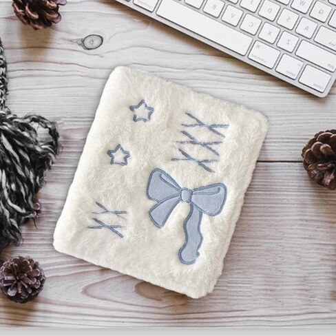 A6 Cartoon Plush Photocard Album Photo Card Holder Cute Photocard Binder Cover for Korean Idols Lovers Birthday Women, White and Blue in Saudi Arabia
