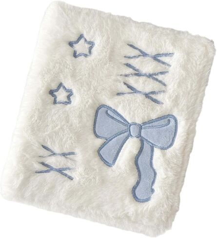 A6 Cartoon Plush Photocard Album Photo Card Holder Cute Photocard Binder Cover for Korean Idols Lovers Birthday Women, White and Blue in Saudi Arabia