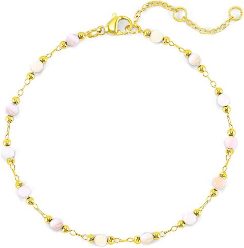 VIBILIA 18k Gold Plated Bracelets for Women, Dainty Gold Beaded Bracelets Trendy Waterproof Non Tarnish, Handmade Gold Jewelry for Women, Birthday Gifts for Women Friend on Thanksgiving Christmas in Saudi Arabia