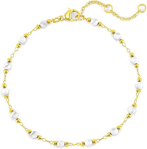 VIBILIA 18k Gold Plated Bracelets for Women, Dainty Gold Beaded Bracelets Trendy Waterproof Non Tarnish, Handmade Gold Jewelry for Women, Birthday Gifts for Women Friend on Thanksgiving Christmas in Saudi Arabia