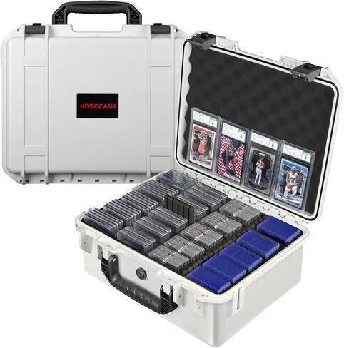 Trading Card Case Storage Box - Sports Cards Box for PSA Slabs Top Loaders, Baseball Card Storage, Basketball Graded Cards Storage Boxes, Waterproof Hard Case Cards Boxes with 4 Dividers DIY (300+) in Saudi Arabia