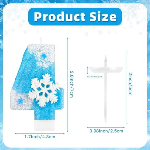 Frozen Birthday Party Decorations, Number 4 Birthday Candle, Frozen Birthday Party Favors, Happy Birthday Candle for Cake, Blue Snowflake Cake Topper Decoration for 4th 4 Year Old Party Favor Supplies in Saudi Arabia