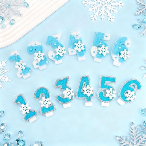 Frozen Birthday Party Decorations, Number 4 Birthday Candle, Frozen Birthday Party Favors, Happy Birthday Candle for Cake, Blue Snowflake Cake Topper Decoration for 4th 4 Year Old Party Favor Supplies in Saudi Arabia