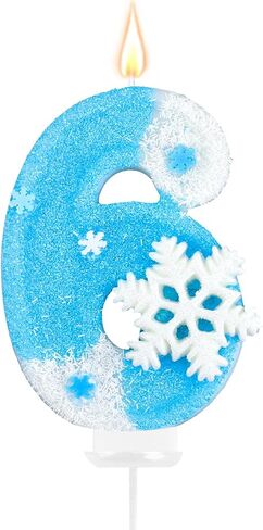 Frozen Birthday Party Decorations, Number 4 Birthday Candle, Frozen Birthday Party Favors, Happy Birthday Candle for Cake, Blue Snowflake Cake Topper Decoration for 4th 4 Year Old Party Favor Supplies in Saudi Arabia