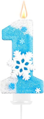 Frozen Birthday Party Decorations, Number 4 Birthday Candle, Frozen Birthday Party Favors, Happy Birthday Candle for Cake, Blue Snowflake Cake Topper Decoration for 4th 4 Year Old Party Favor Supplies in Saudi Arabia