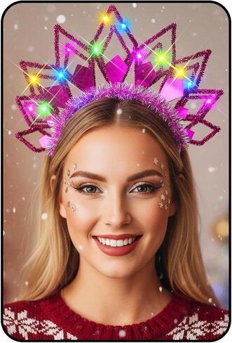 JEAIRTS Light Up Christmas Headband Glowing Xmas Headpiece Led New Year Hair Accessories for Women in Saudi Arabia