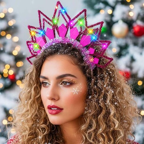 JEAIRTS Light Up Christmas Headband Glowing Xmas Headpiece Led New Year Hair Accessories for Women in Saudi Arabia