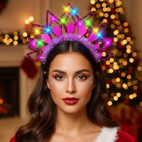 JEAIRTS Light Up Christmas Headband Glowing Xmas Headpiece Led New Year Hair Accessories for Women in Saudi Arabia