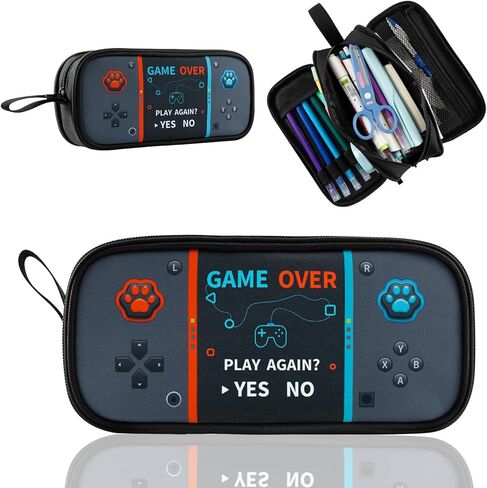 Large Game Controller Pencil Case for Teen Boy Kid Capacity Pen Box Pouch Organizer Holder Bag with 3 Compartments & Zipper School College Office Supplies in Saudi Arabia
