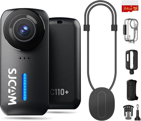 SJCAM C110+ التحرير والسرد المغناطيسي ، كاميرا حركة الجيب 4K ، 170 درجة FOV ، تثبيت 6 محاور ، كاميرا الجسم المصغرة ، مقاوم للماء ، يمكن ارتداؤها ، POV محمولة ، SPKR و MIC مدمجة لتلاعب ، مع مجموعات خوذة ، أسود ، أسود in Saudi Arabia