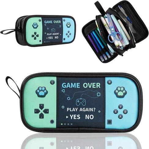 Large Game Controller Pencil Case for Teen Boy Kid Capacity Pen Box Pouch Organizer Holder Bag with 3 Compartments & Zipper School College Office Supplies in Saudi Arabia