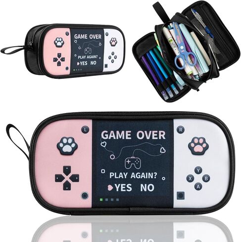 Large Game Controller Pencil Case for Teen Boy Kid Capacity Pen Box Pouch Organizer Holder Bag with 3 Compartments & Zipper School College Office Supplies in Saudi Arabia