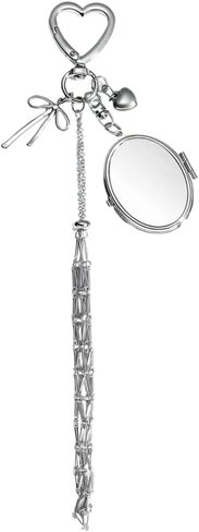 MiOYOOW Lipstick Holder Keychain, Stainless Steel 2 in 1 Lightweight & Portable Gloss Holder with Mirror for Women, Purse in Saudi Arabia