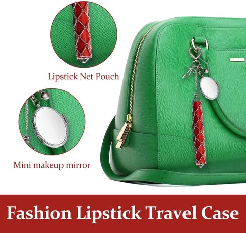 MiOYOOW Lipstick Holder Keychain, Stainless Steel 2 in 1 Lightweight & Portable Gloss Holder with Mirror for Women, Purse in Saudi Arabia