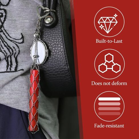 MiOYOOW Lipstick Holder Keychain, Stainless Steel 2 in 1 Lightweight & Portable Gloss Holder with Mirror for Women, Purse in Saudi Arabia