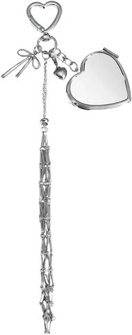 MiOYOOW Lipstick Holder Keychain, Stainless Steel 2 in 1 Lightweight & Portable Gloss Holder with Mirror for Women, Purse in Saudi Arabia