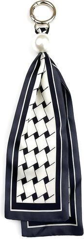 Plaid Scarf Bag Charm, Fashin Pearl Keychain for Purse Handbags Bag Accessories Charms Key Charms in Saudi Arabia