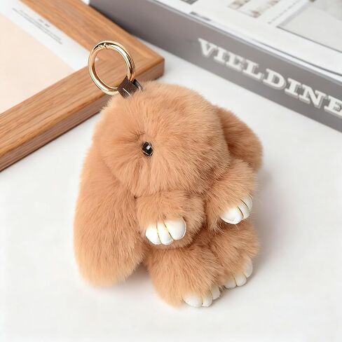 Fluffy Bunny Plush Keychain Bag Charm for Women,Faux Fur Rabbit Purse Charm,Cute Keyring for Handbag Backpack in Saudi Arabia