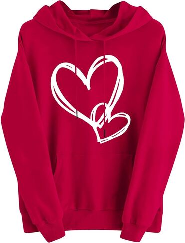 Valentines Day Sweatshirt for Women Love Heart Shirts Funny Hoodie Valentine 2026 Pullover Long Sleeve Tops in Saudi Arabia