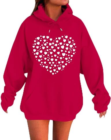 Valentines Day Sweatshirt for Women Love Heart Shirts Funny Hoodie Valentine 2026 Pullover Long Sleeve Tops in Saudi Arabia