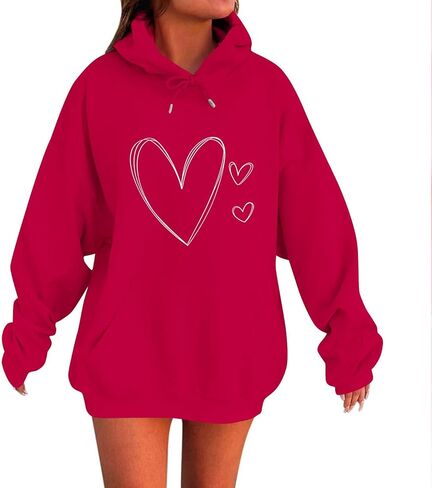 Valentines Day Sweatshirt for Women Love Heart Shirts Funny Hoodie Valentine 2026 Pullover Long Sleeve Tops in Saudi Arabia