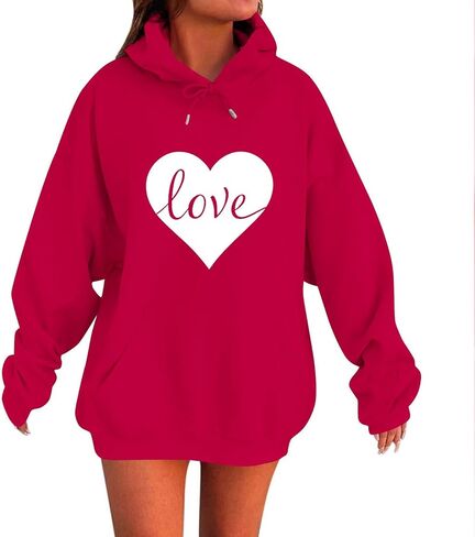 Valentines Day Sweatshirt for Women Love Heart Shirts Funny Hoodie Valentine 2026 Pullover Long Sleeve Tops in Saudi Arabia