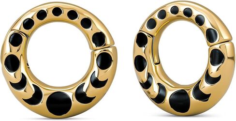 ERKUOO 1Pair 2G Stainless Steel Dangle Ear Hanger Weights Elegant Gothic Tunnels Plug Gauges for Stretched Ears Heavy Drop Stretching Jewelry Petal Moon Phase Design for Women Men 6mm in Saudi Arabia