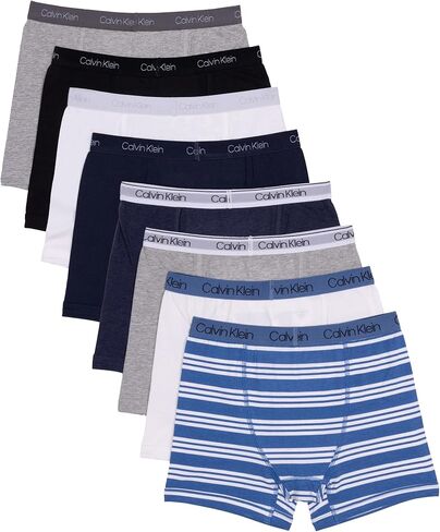 Calvin Klein Boys Modern Cotton Boxer Brief Underwear 8 Pack, Stripe Pack, Medium in Saudi Arabia
