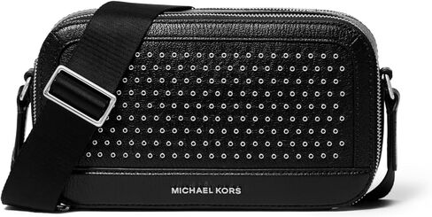 Michael Kors Hudson Double Zip Long Crossbody Bag, Silver-Tone Hardware/Black in Saudi Arabia