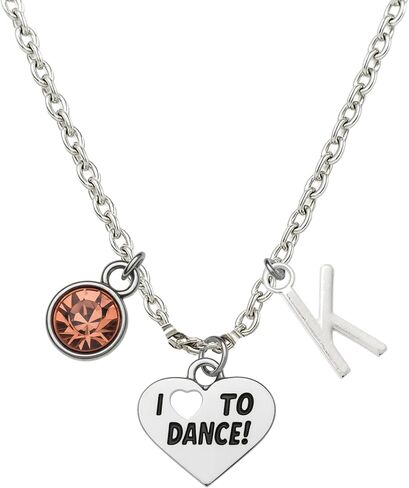Personalized Dance Necklace – Custom Stainless Steel Ballet Jewelry with Initial & Birthstone Charm – Recital Gift for Dancers and Ballet Lovers in Saudi Arabia