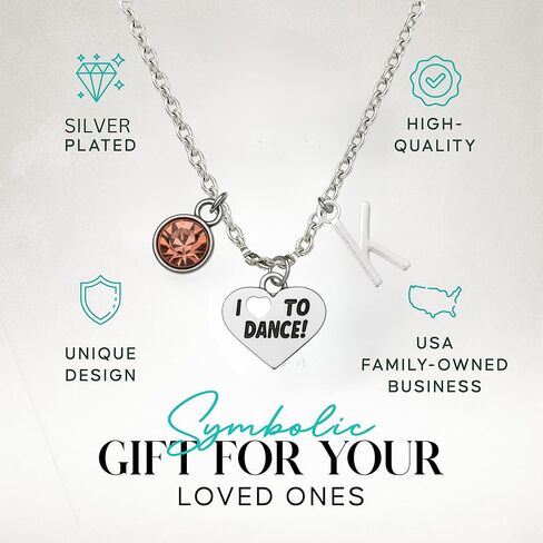 Personalized Dance Necklace – Custom Stainless Steel Ballet Jewelry with Initial & Birthstone Charm – Recital Gift for Dancers and Ballet Lovers in Saudi Arabia