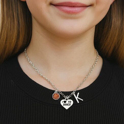 Personalized Dance Necklace – Custom Stainless Steel Ballet Jewelry with Initial & Birthstone Charm – Recital Gift for Dancers and Ballet Lovers in Saudi Arabia