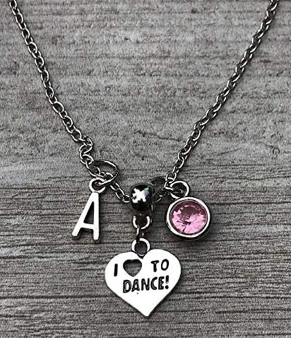 Personalized Dance Necklace – Custom Stainless Steel Ballet Jewelry with Initial & Birthstone Charm – Recital Gift for Dancers and Ballet Lovers in Saudi Arabia