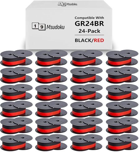 24-Pack Compatible with GR24 GR 24 Universal Twin Spool Calculator Ribbon Porelon 11216 GR24br Replacement for Sharp El 1197 P III fr-2650tm Dataproducts R3027 Printer, Black/Red in Kuwait