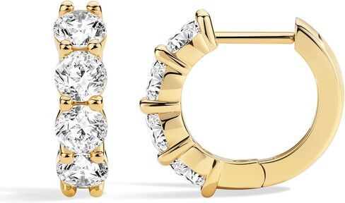 ASHINE 14K Gold Plated 925 Sterling Silver Post Pave Cubic Zirconia Hoop Cuff Huggie Earrings Jewelry for Women Girls in Kuwait