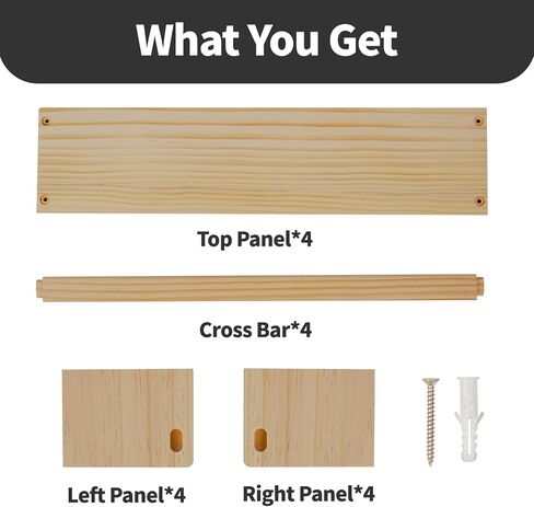 Kids Floating Shelves (Set of 4) - Wall-Mounted Book & Toy Storage, Display Ledges with Front Bar, Unfinished Natural Pine Wood for Nursery, Bedroom & Bathroom Decor (Natural Wood, 23.6") in Saudi Arabia
