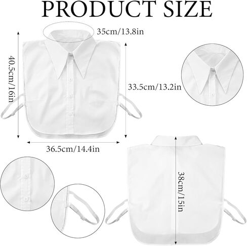 Detachable Collar for Woman Dickey Fake Collar Cotton Classic Half Shirt Blouse White False Collars Tops for Women Girls Daily Wear in Saudi Arabia