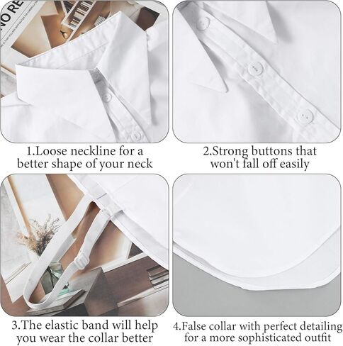 Detachable Collar for Woman Dickey Fake Collar Cotton Classic Half Shirt Blouse White False Collars Tops for Women Girls Daily Wear in Saudi Arabia