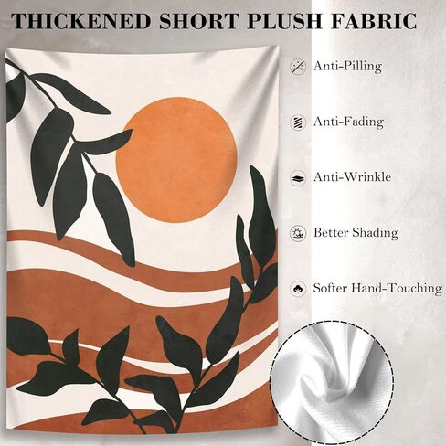 oyanx1 بوهو ورقة الشمس نسيج طويل عمودي برتقالي مجردة الحد الأدنى الجمالية بسيطة الفن طباعة المناظر الطبيعية الجدار شنقا مشهد حديث لطيف غرفة نوم صغيرة غرفة المعيشة غرفة النوم خلفية ديكور 28 × 40 بوصة in Kuwait