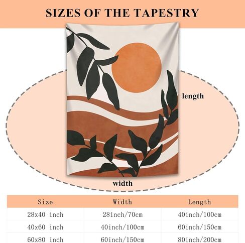 oyanx1 بوهو ورقة الشمس نسيج طويل عمودي برتقالي مجردة الحد الأدنى الجمالية بسيطة الفن طباعة المناظر الطبيعية الجدار شنقا مشهد حديث لطيف غرفة نوم صغيرة غرفة المعيشة غرفة النوم خلفية ديكور 28 × 40 بوصة in Kuwait