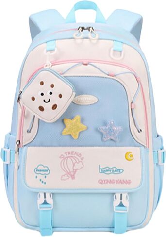 Girls Backpack Cute Star Bookbag for Elementary Middle School Kids Teens Kawaii Book Bag Preppy Y2k Aesthetic Back Pack 6-8 8-10 10-12 (Blue) in Saudi Arabia