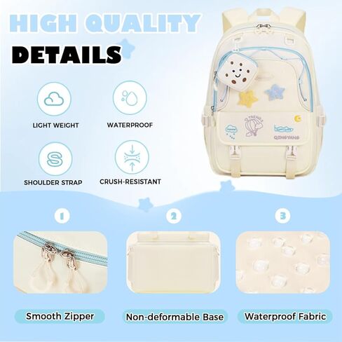 Girls Backpack Cute Star Bookbag for Elementary Middle School Kids Teens Kawaii Book Bag Preppy Y2k Aesthetic Back Pack 6-8 8-10 10-12 (Blue) in Saudi Arabia