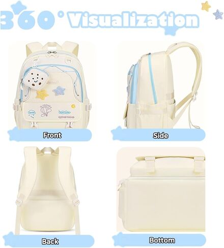 Girls Backpack Cute Star Bookbag for Elementary Middle School Kids Teens Kawaii Book Bag Preppy Y2k Aesthetic Back Pack 6-8 8-10 10-12 (Blue) in Saudi Arabia