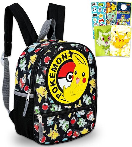 Pokemon Mini Backpack Set - Bundle with 12" Pikachu Backpack, Mini Poster, Stickers, Bookmark, More | Small Pokemon School Bag for Kids, Boys, Girls in Saudi Arabia