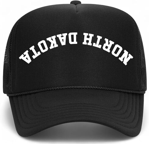 North Dakota Upside Down Reversed Vintage Trucker Hat | ND | Premium Adjustable Snapback Baseball Hat for Men & Women in Saudi Arabia
